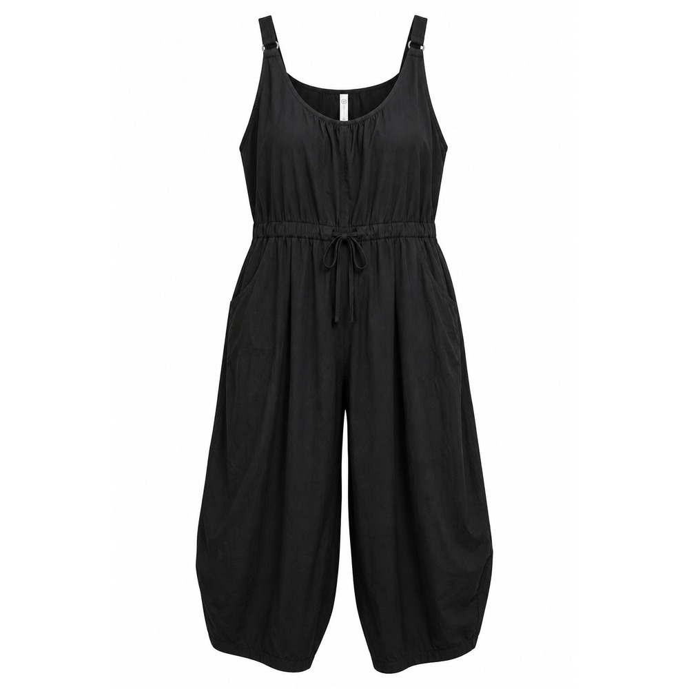 Cacique Jumpsuit Cover Up Womens 26 28 Beach Summer Pockets Baggy Modest Black